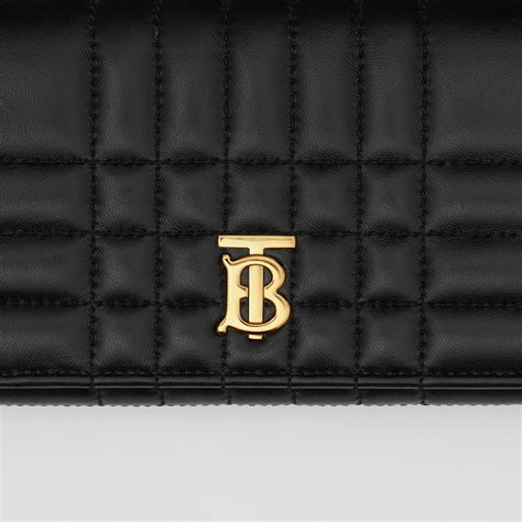 Quilted Leather Lola Continental Wallet in Black/light gold